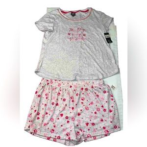Laura Ashley Heart DOG PJs NEW Women 2PC Shorts/Top Set My Dog Is My Valentine L